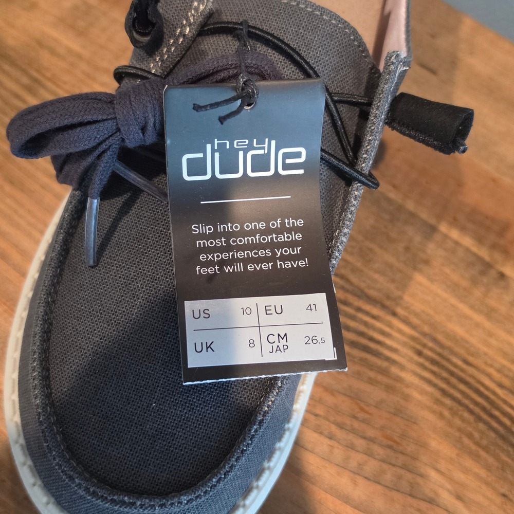 Hey Dude Womens Wendy Chambray Loafers Grey Canvas Slip On Casual Shoes Size 10 - Picture 10 of 12